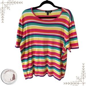 Ralph Lauren 100% Cotton Colorful Striped Top: 2X